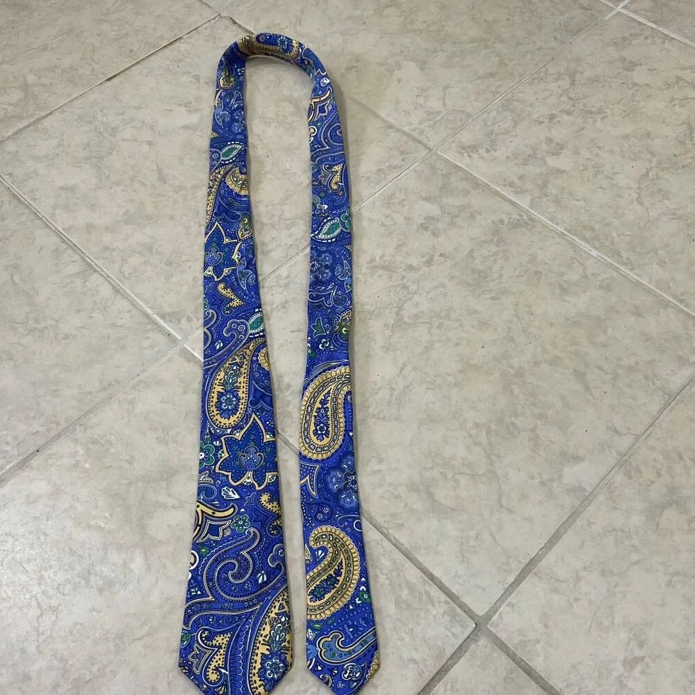 Lauren Ralph Lauren Men's Multicolor Paisley Silk Neck Tie classic 57”Hand made